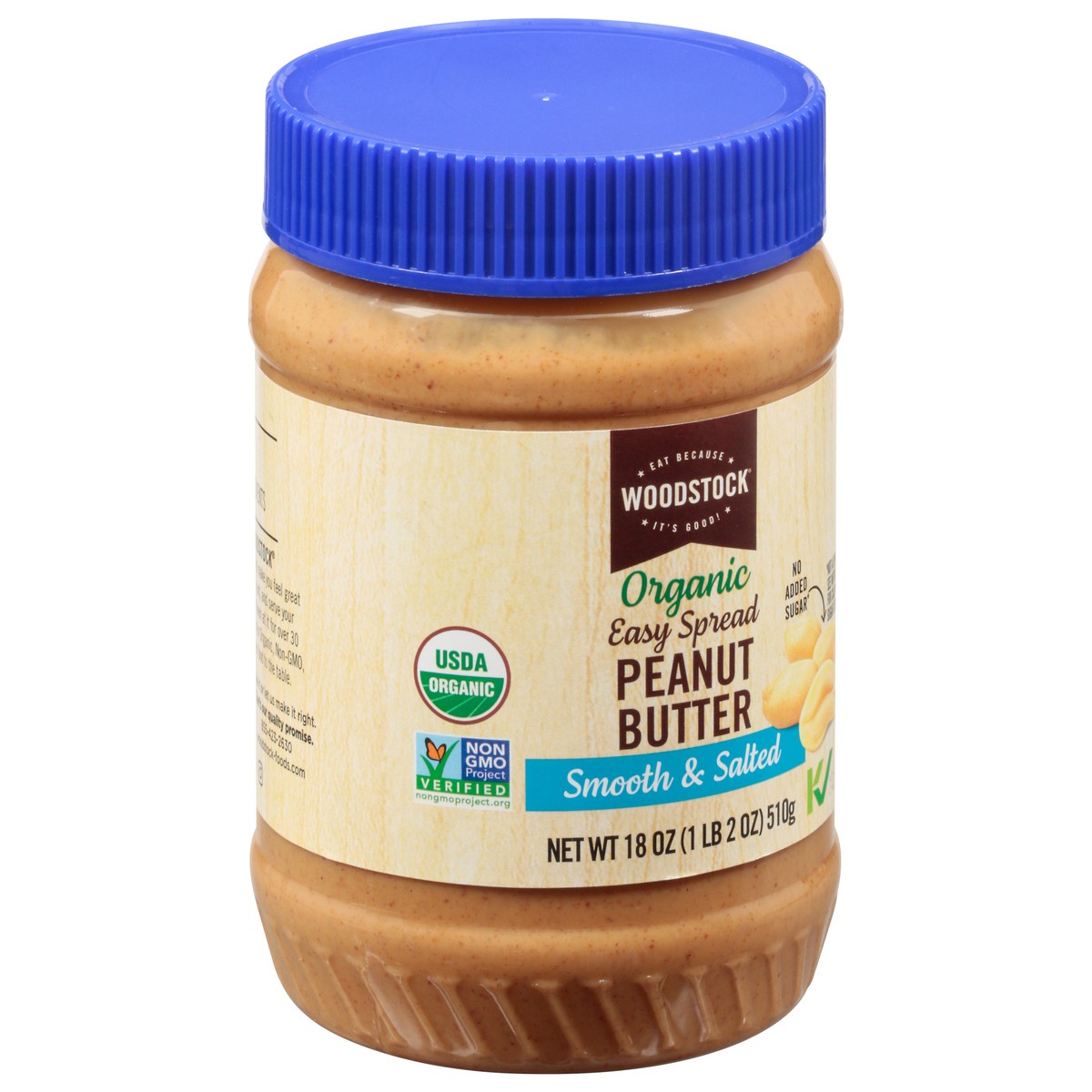 slide 3 of 9, Woodstock Organic Smooth & Salted Peanut Butter 18 oz, 18 oz