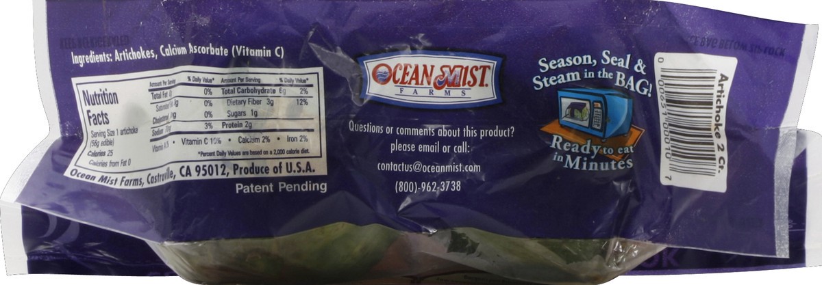 slide 4 of 5, Ocean Mist Farms Artichokes, Microwavable, 2 ct