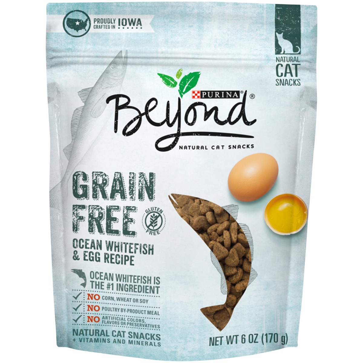 slide 1 of 1, Purina Beyond Grain Free Ocean Whitefish & Egg Recipe Natural Cat Snacks, 6 oz