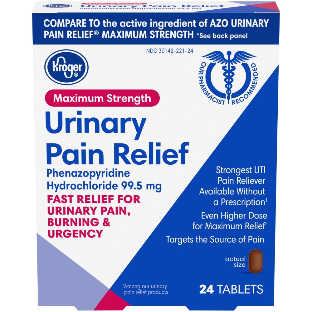slide 1 of 1, Kroger Maximum Strength Urinary Pain Relief Tablets, 24 ct