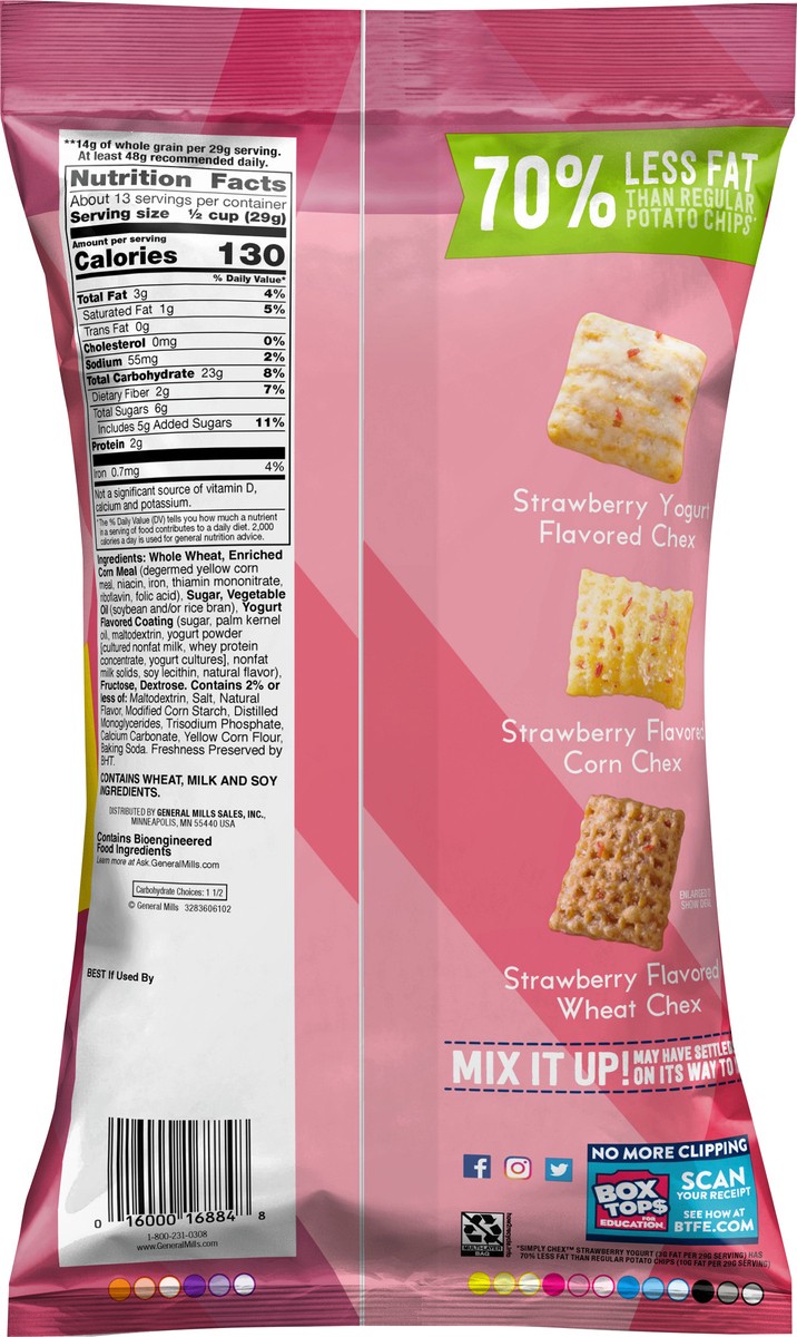 slide 7 of 9, Simply Chex, Strawberry Yogurt Snack Mix, 14 oz Bag, 14 oz