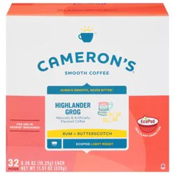 Cameron's Coffee Single Serve Pods, Flavored, Highlander Grog, 32 count