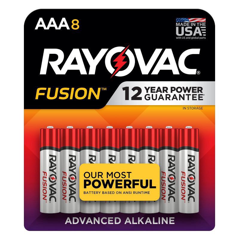 slide 1 of 6, Rayovac Fusion 8pk AAA Batteries – Alkaline Battery: Single-Use, 1.5V, 8 Count, 8 ct