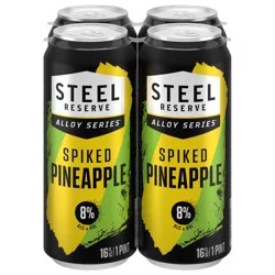 Steel Reserve Alloy Series Spiked Pineapple Malt Beverage 8.0% ABV, 4 Pack, 16 fl oz Cans