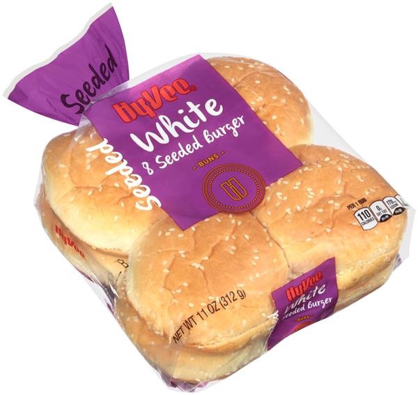slide 1 of 1, Hy-Vee Seeded Hamburger Buns 8 Count, 8 ct; 11 oz