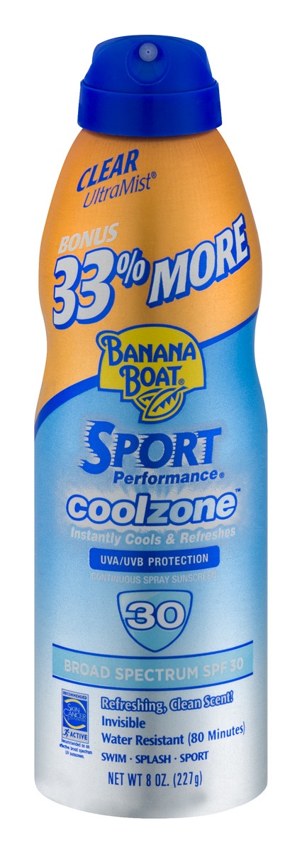 slide 1 of 1, Banana Boat Sport Performance Coolzone Borad Spectrum SPF 30, 8 oz