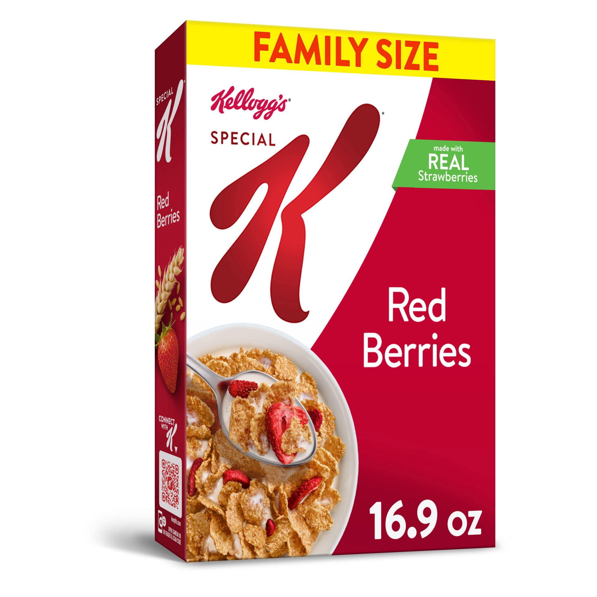 slide 1 of 7, Special K Kellogg''s Special K Breakfast Cereal, Family Breakfast, Made with Real Strawberries, Family Size, Red Berries, 16.9oz Box, 1 Box, 16.9 fl oz