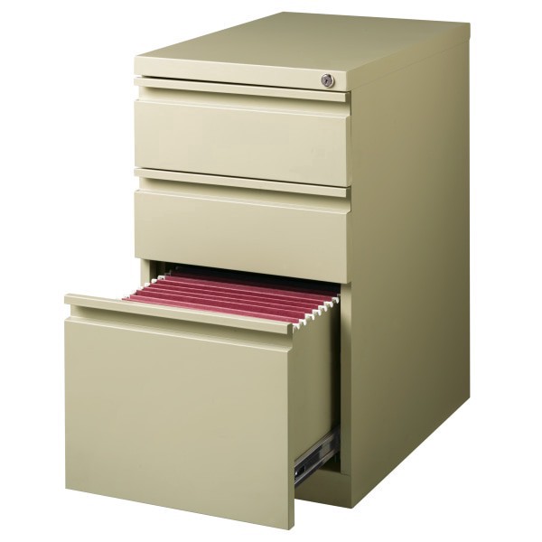 slide 5 of 6, WorkPro 23""D Vertical 3-Drawer Letter-Size Mobile Pedestal File Cabinet, Metal, Putty, 1 ct