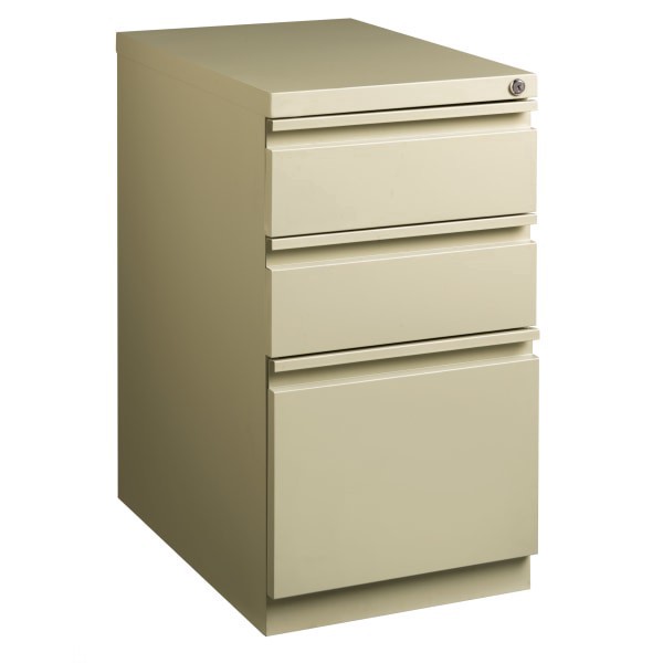 slide 1 of 6, WorkPro 23""D Vertical 3-Drawer Letter-Size Mobile Pedestal File Cabinet, Metal, Putty, 1 ct