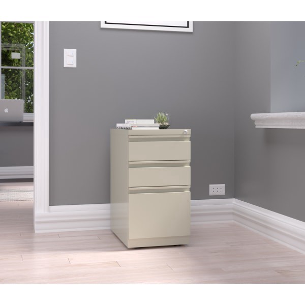 slide 2 of 6, WorkPro 23""D Vertical 3-Drawer Letter-Size Mobile Pedestal File Cabinet, Metal, Putty, 1 ct