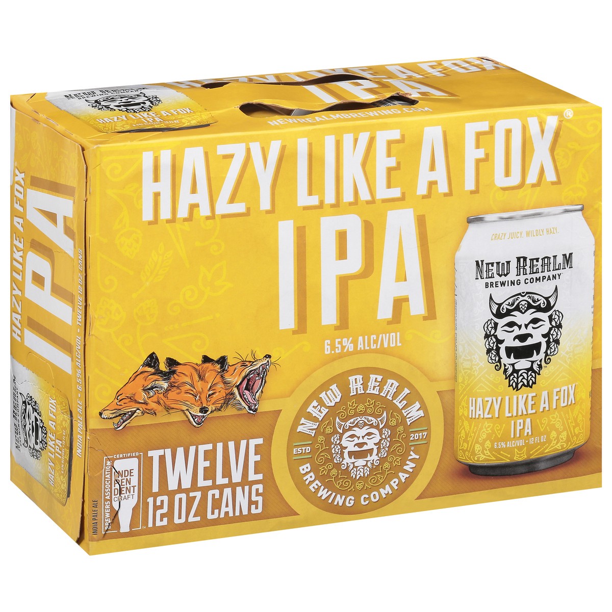 slide 6 of 9, New Realm Brewing Company Hazy IPA Hazy Like a Fox Beer 12 - 12 oz Cans, 144.1 ct