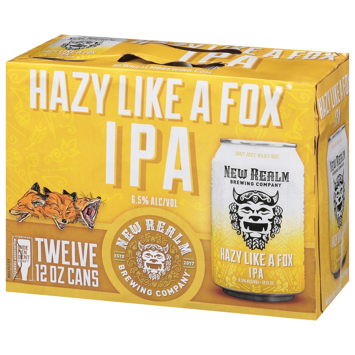 slide 7 of 9, New Realm Brewing Company Hazy IPA Hazy Like a Fox Beer 12 - 12 oz Cans, 144.1 ct