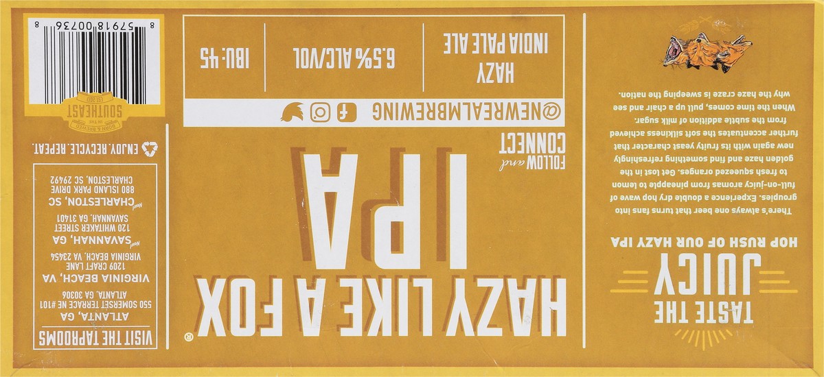 slide 3 of 9, New Realm Brewing Company Hazy IPA Hazy Like a Fox Beer 12 - 12 oz Cans, 144.1 ct