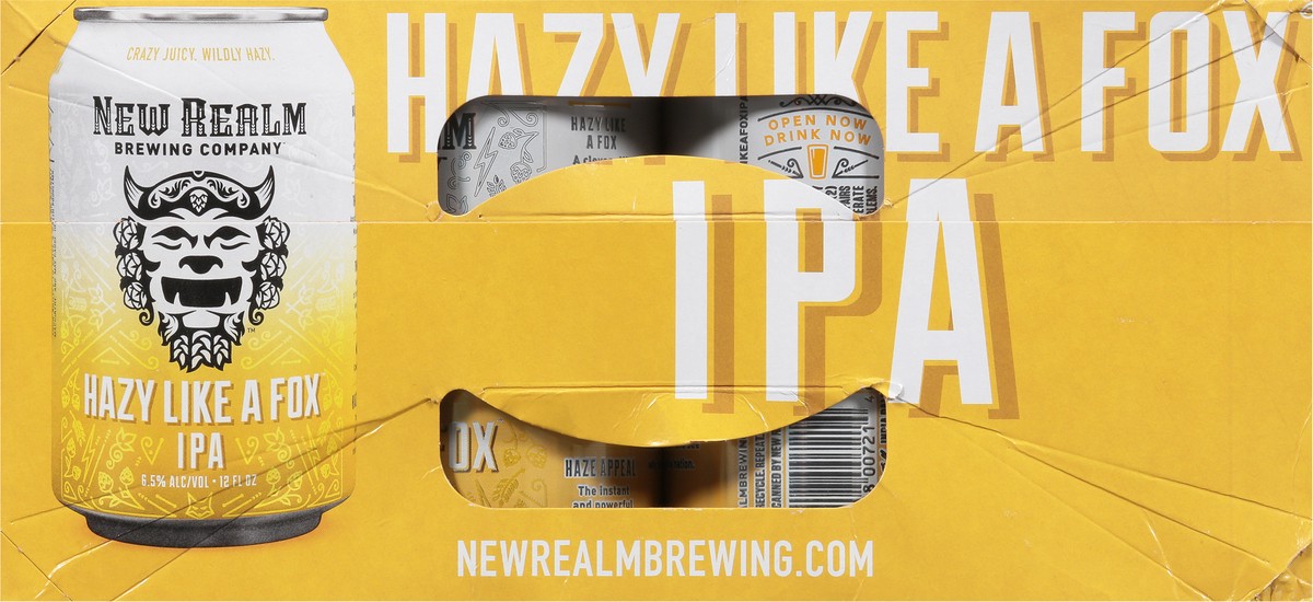 slide 4 of 9, New Realm Brewing Company Hazy IPA Hazy Like a Fox Beer 12 - 12 oz Cans, 144.1 ct