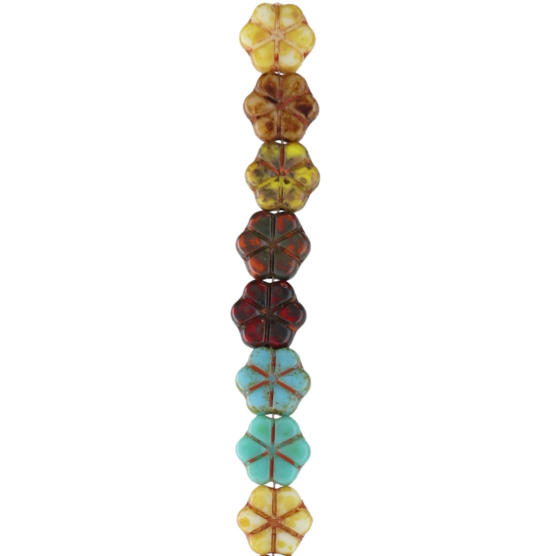 slide 5 of 5, Autumn Czech Glass Flower Beads, 10.6mm By Bead Landing, 10.6mm