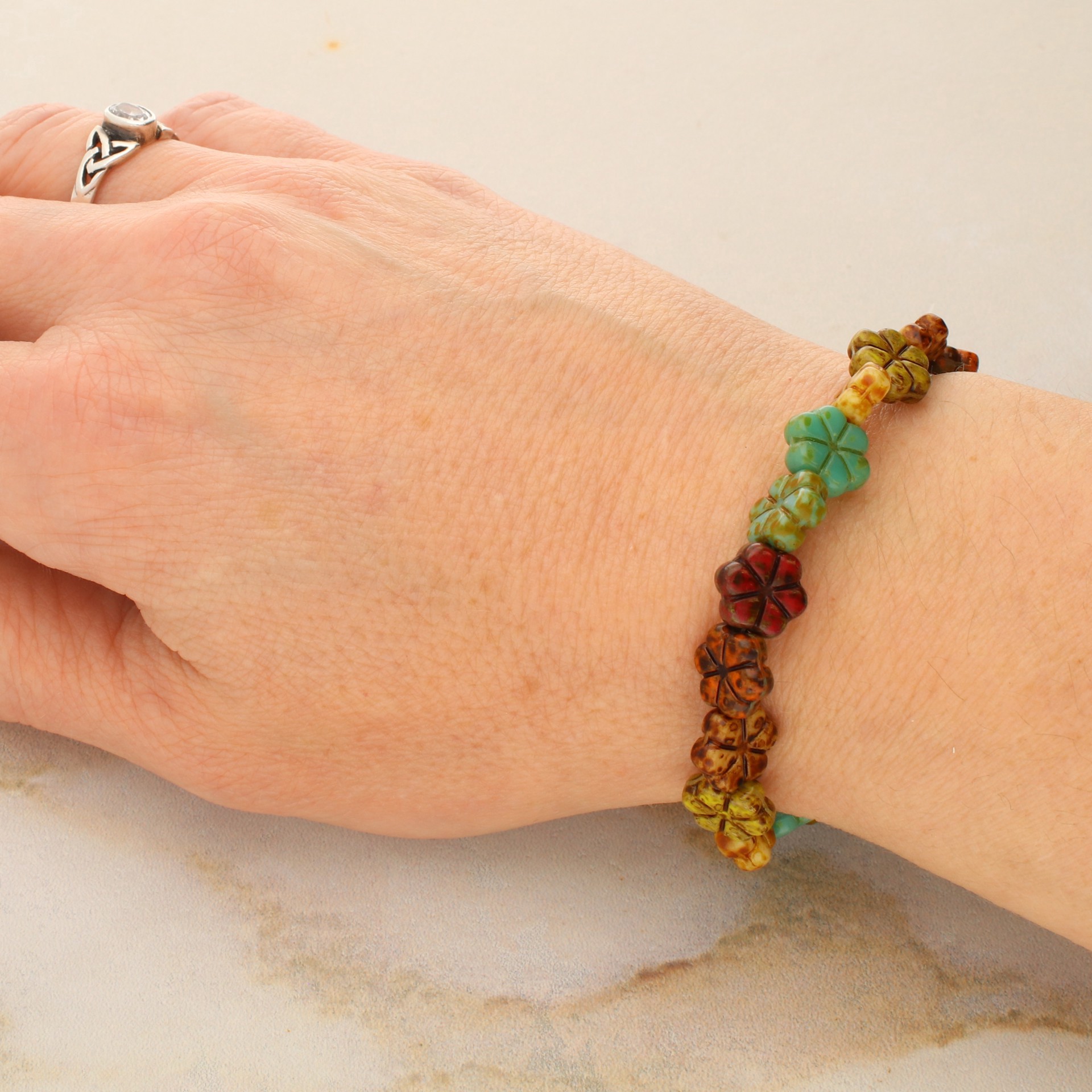 slide 4 of 5, Autumn Czech Glass Flower Beads, 10.6mm By Bead Landing, 10.6mm