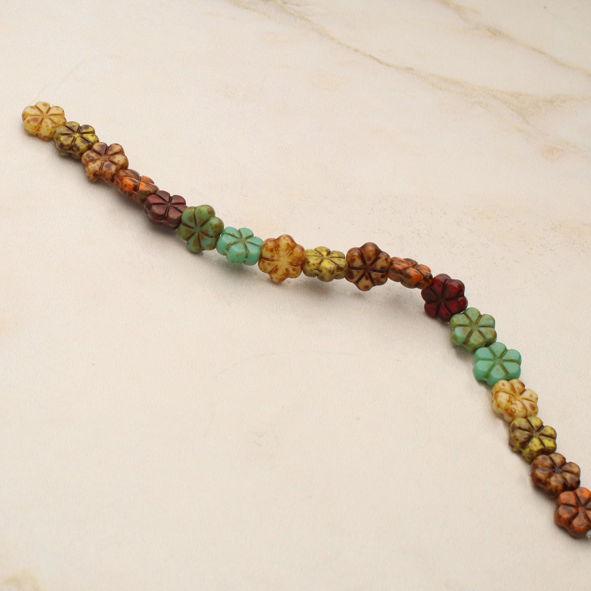 slide 3 of 5, Autumn Czech Glass Flower Beads, 10.6mm By Bead Landing, 10.6mm