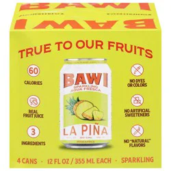 Bawi Sparkling Pineapple Soda - 4 - 12 fl oz Cans
