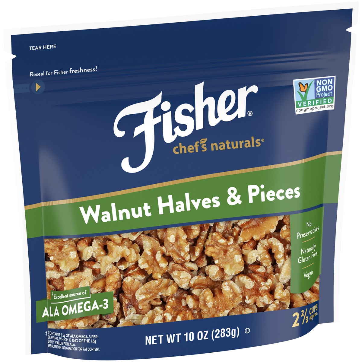 slide 9 of 9, Fisher Chef's Naturals Walnut Halves & Pieces 10 oz. Bag, 10 oz