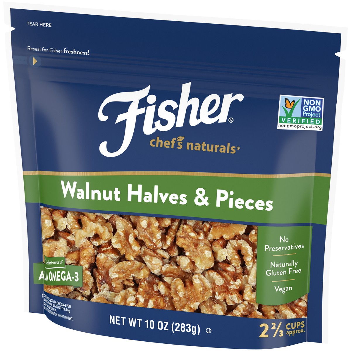 slide 2 of 9, Fisher Chef's Naturals Walnut Halves & Pieces 10 oz. Bag, 10 oz