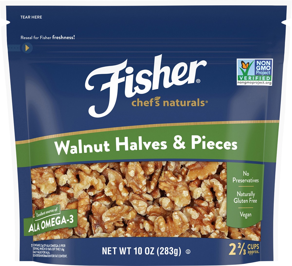 slide 5 of 9, Fisher Chef's Naturals Walnut Halves & Pieces 10 oz. Bag, 10 oz