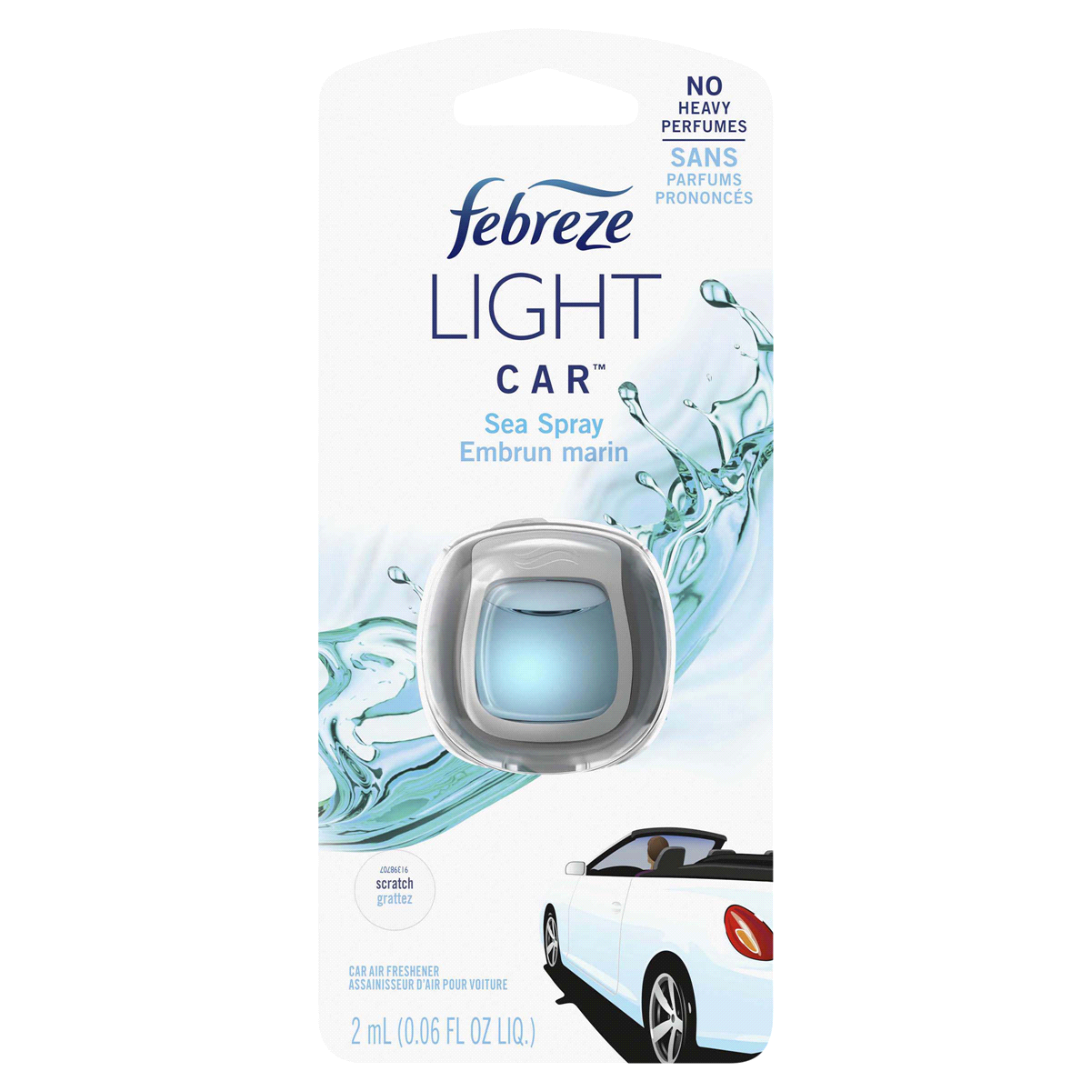 slide 1 of 1, Febreze Light Sea Spray Car Air Freshener Vent Clips, 1 ct