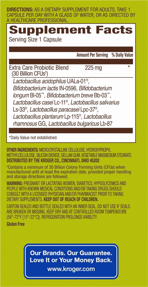 slide 2 of 4, Kroger Extra Care Probiotic Capsules, 30 ct
