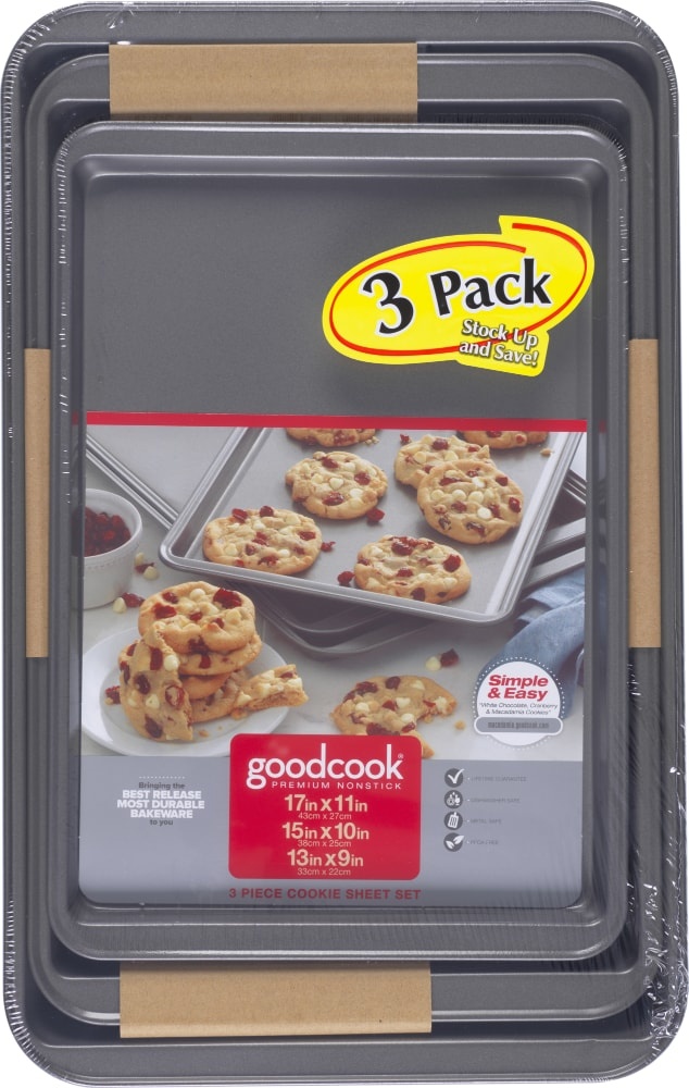 slide 1 of 1, Good Cook Non-Stick Cookie Sheet Set, 3 ct