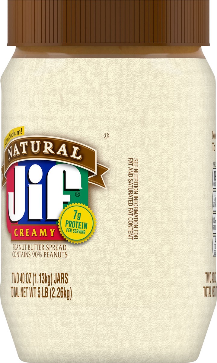 slide 5 of 9, Jif Natural Creamy Low Sodium Peanut Butter Spread 2 ea, 2 ct