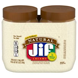 Jif Natural Creamy Peanut Butter Spread Twin Pack, 80-Ounce