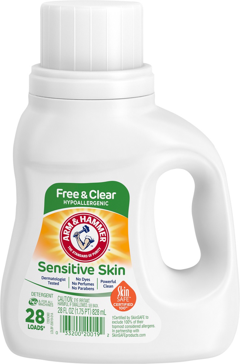 slide 4 of 11, ARM & HAMMER Sensitive Skin Free & Clear, 28 Loads Liquid Laundry Detergent, 28 Fl oz, 28 fl oz