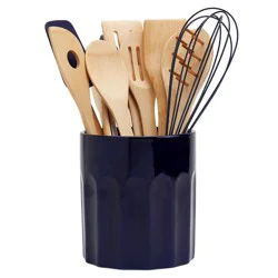 Tabletops Unlimited Mason Craft And More Stoneware And Bamboo Cafe Tub Of Tools - Navy