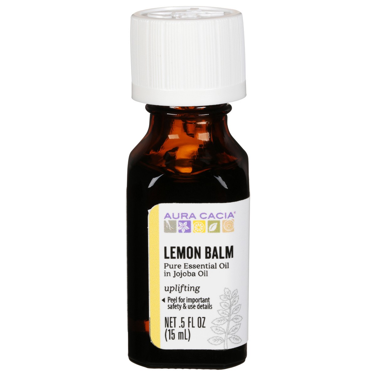 slide 1 of 1, Aura Cacia Lemon Balm In Jojoba Oil, 0.5 oz