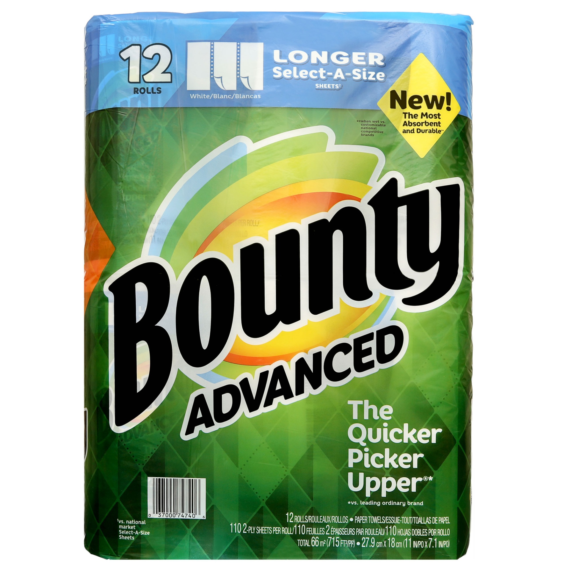 slide 1 of 2, Bounty Advanced Paper Towels, 12 rolls; 110 sheets