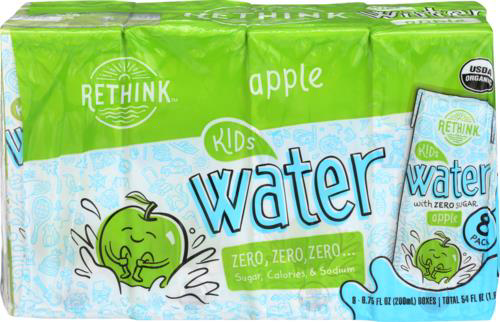 slide 1 of 1, Rethink Kids Organic Apple Flavored Water Drink Boxes - 8 ct; 8.75 fl oz, 8 ct 8.45 fl oz