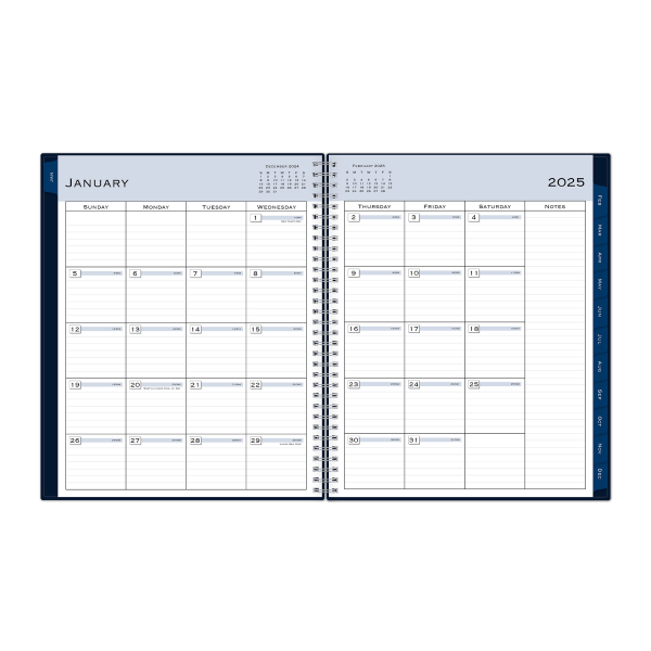 slide 5 of 8, 2025 Blue Sky Weekly/Monthly Planning Calendar, 8-1/2"" X 11"", Passages/Solid Navy, January To December, 1 ct