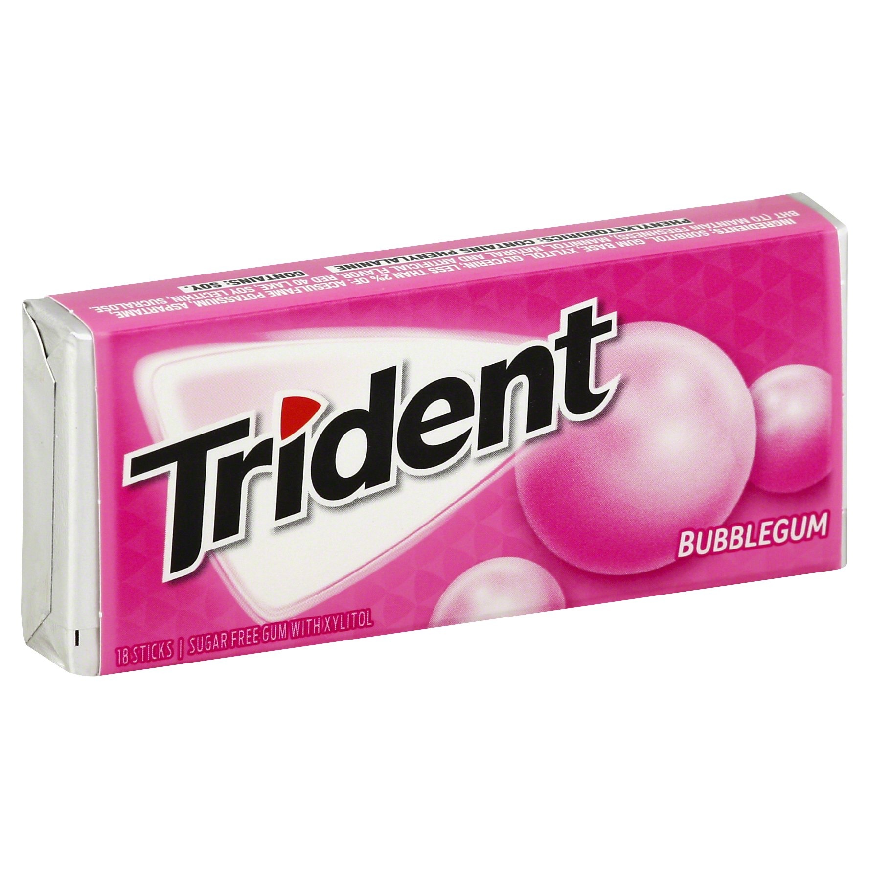 slide 1 of 1, Trident Bubble Gum, 18 ct