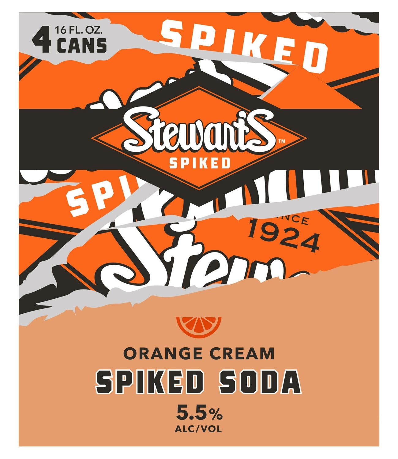 slide 1 of 1, Stewart's Orange Cream Spike Soda, 4 ct