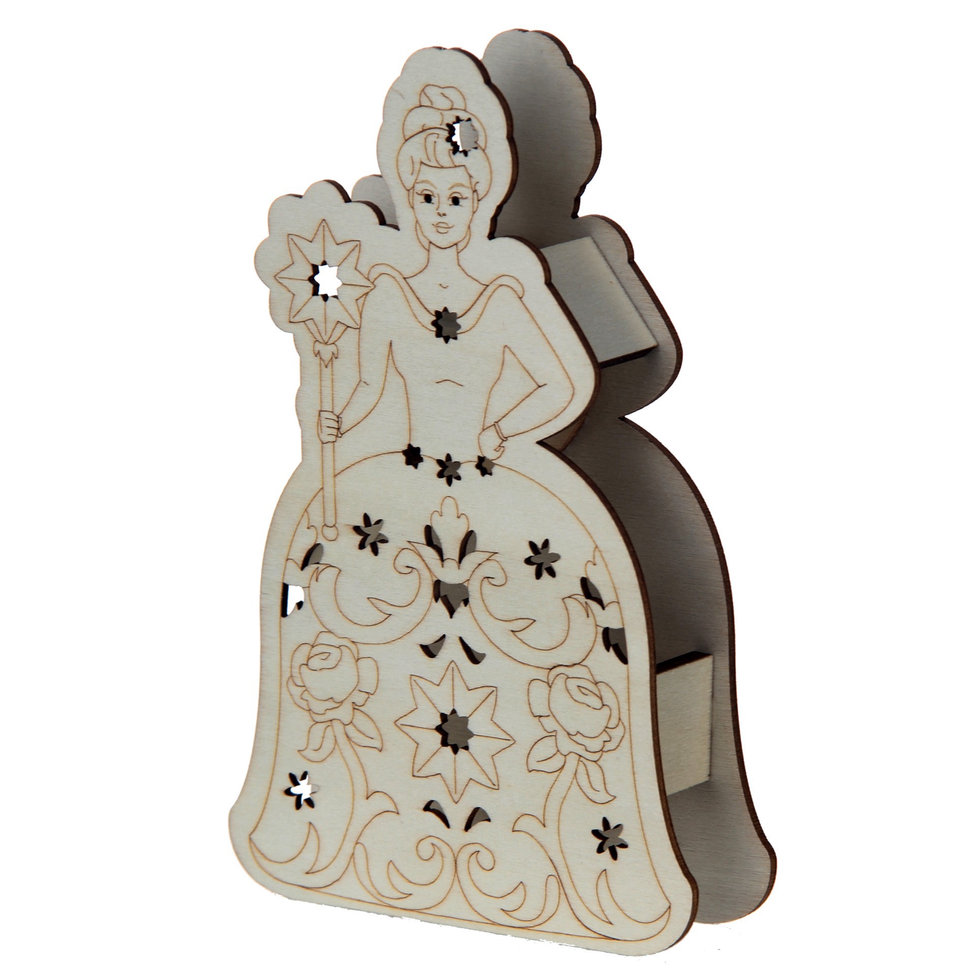 slide 3 of 3, 6.5" Diy Queen Led Wood Decor By Make Market, 6.5 in