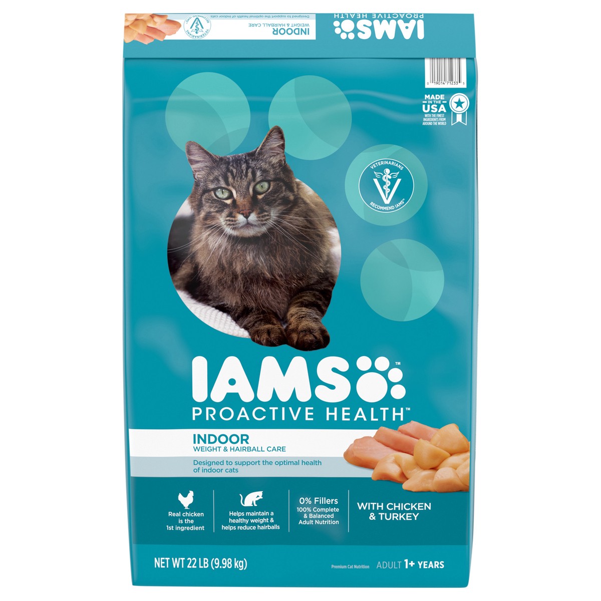 slide 1 of 5, Proactive Health Premium Adult 1+ Years Indoor Weight & Hairball Care with Chicken & Turkey Cat Nutrition 22 lb, 22 lb