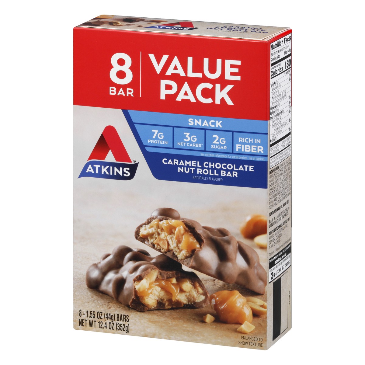 slide 5 of 9, Atkins Caramel Chocolate Nut Roll Value Pack 8 Ct, 8 ct