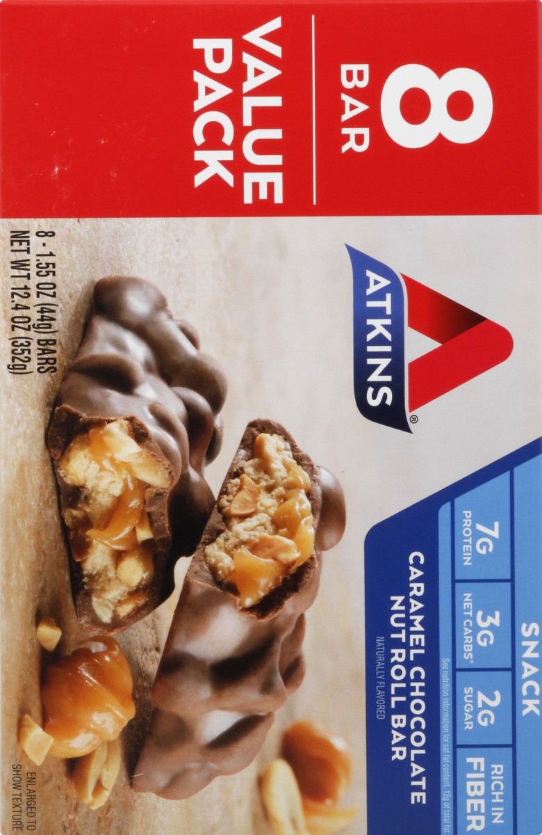 slide 7 of 9, Atkins Caramel Chocolate Nut Roll Value Pack 8 Ct, 8 ct