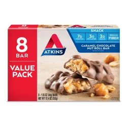 Atkins Caramel Chocolate Nut Roll Value Pack 8 Ct