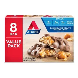 Atkins Snack Bar, Caramel Chocolate Nut Roll, Value Pack