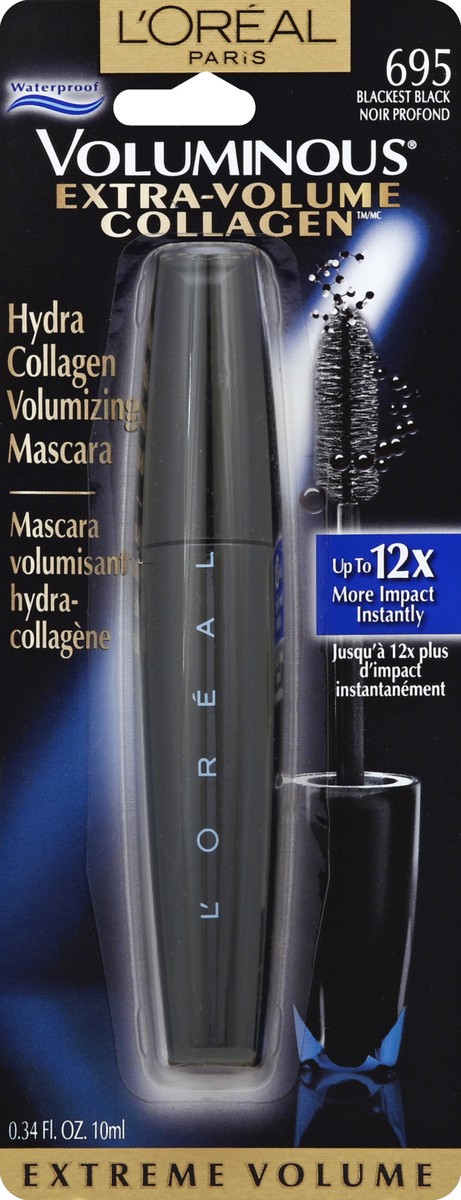 slide 5 of 6, L'Oréal L'Oreal Paris Extra-Volume Collagen Mascara 695 Blackest Black Waterproof - 0.34 fl oz, 0.34 fl oz