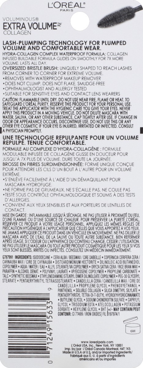 slide 4 of 6, L'Oréal L'Oreal Paris Extra-Volume Collagen Mascara 695 Blackest Black Waterproof - 0.34 fl oz, 0.34 fl oz