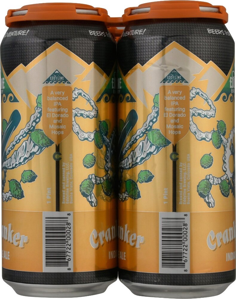 slide 2 of 4, Eddyline Brewery Crank Yanker India Pale Ale Beer 6-1 pt Cans, 6 ct; 12 fl oz