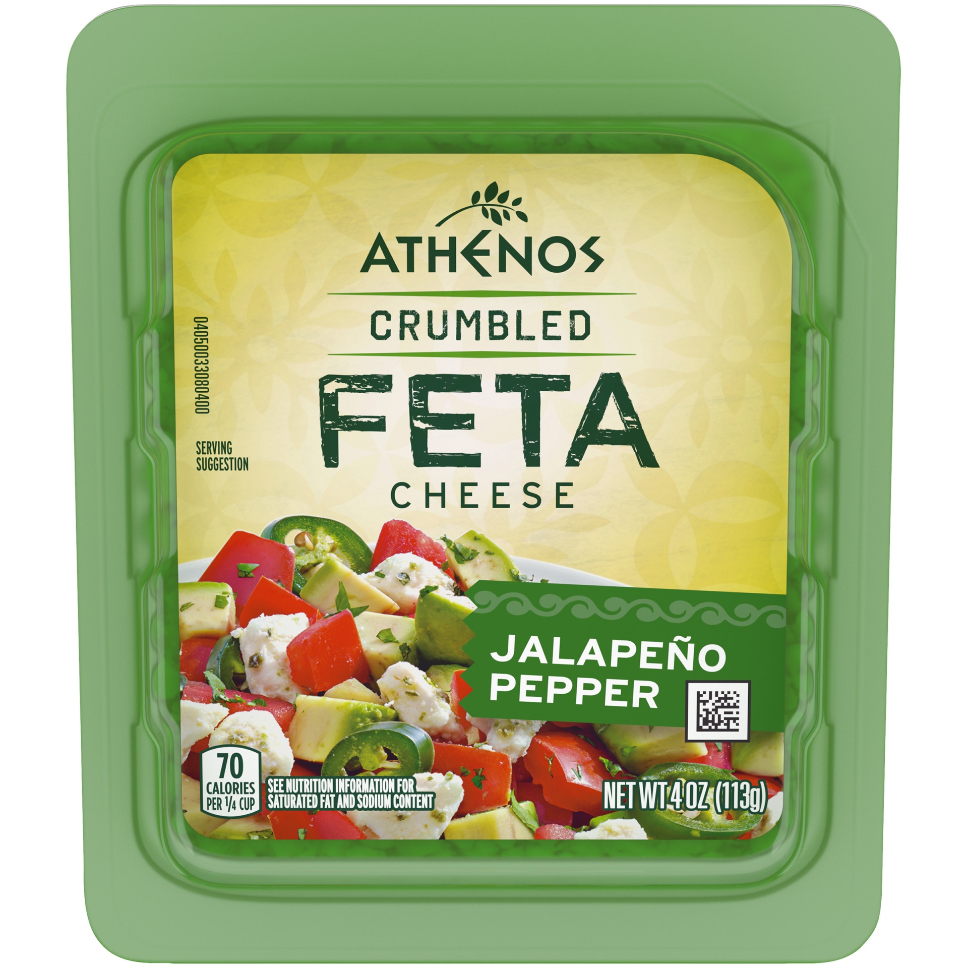 slide 1 of 1, Athenos Jalapeno Pepper Crumbled Feta Cheese Tub, 4 oz