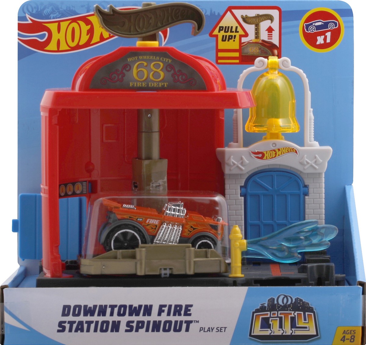 slide 5 of 6, Hot Wheels Mattel Hot Wheels Downtown Fire Station Spinout Play Set, 1 ct