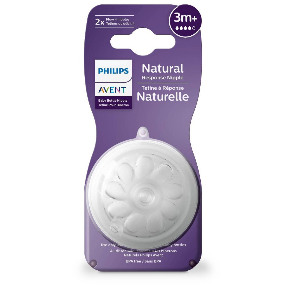 slide 27 of 38, Philips Avent 3 Months+ Natural 2x Flow Baby Bottle Nipple 4 Each, 4 ct